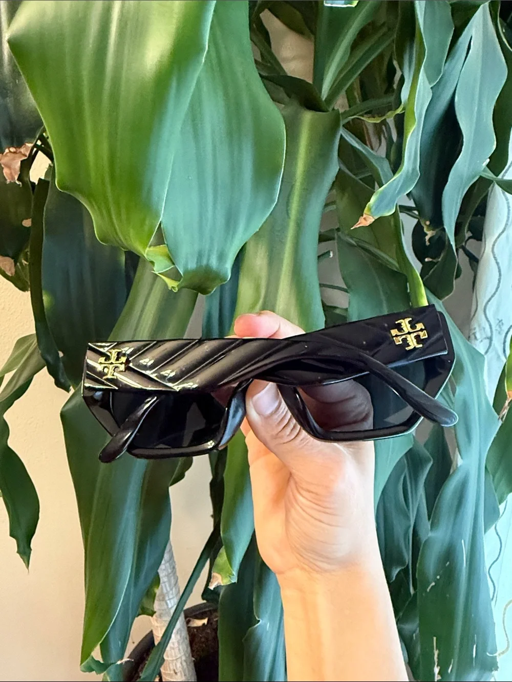 Tory Burch Black Rectangular Sunglasses
